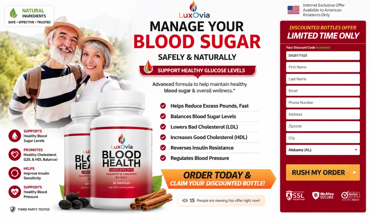 Luxovia Blood Health Support bottle